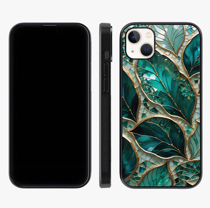Emerald Leaf Glass Glass Case displayed upright for full design visibility and premium finish.