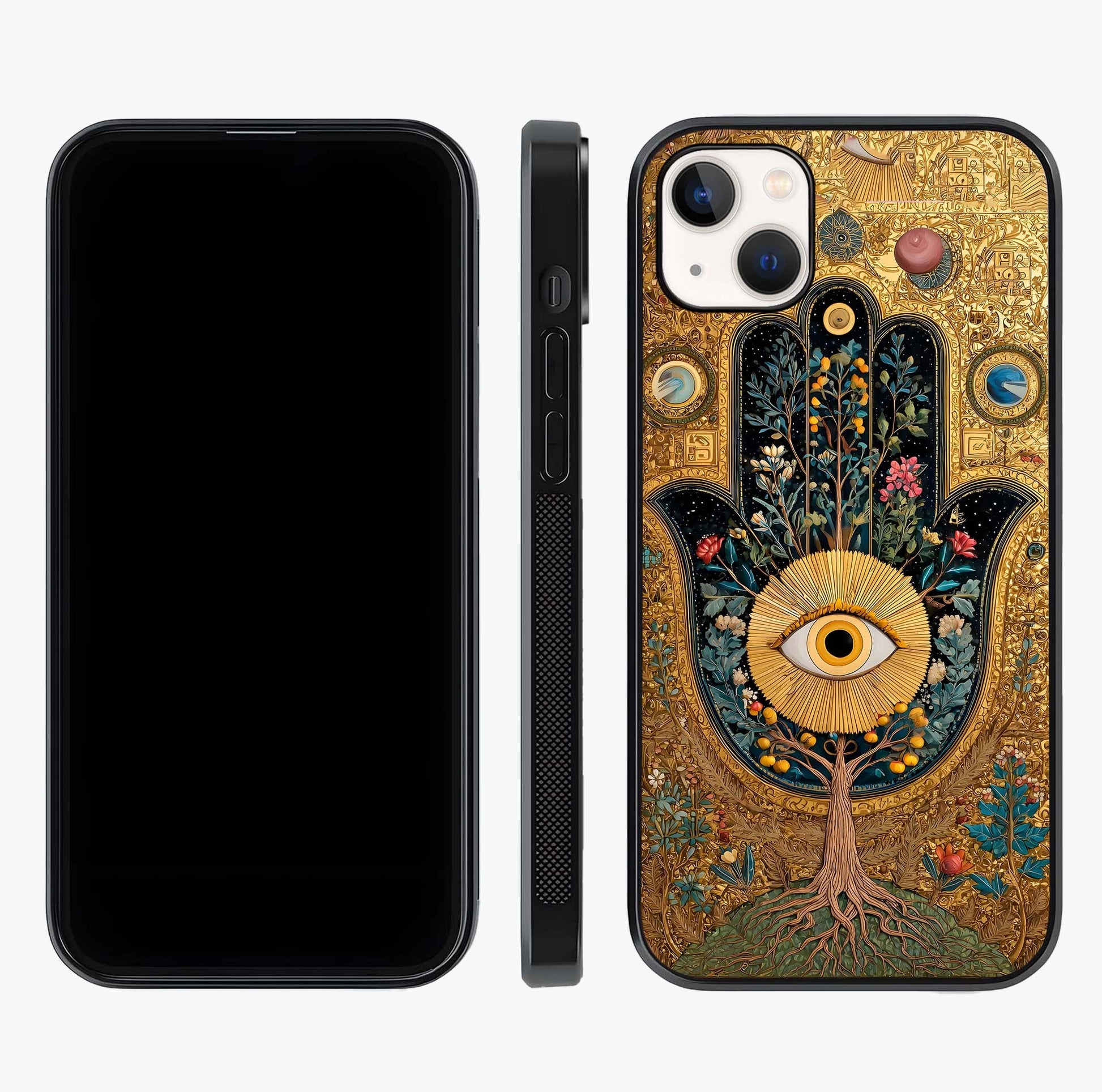 Ethereal Evil Eye Glass Case displayed upright for full design visibility and premium finish.