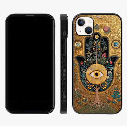 Ethereal Evil Eye Glass Case displayed upright for full design visibility and premium finish.