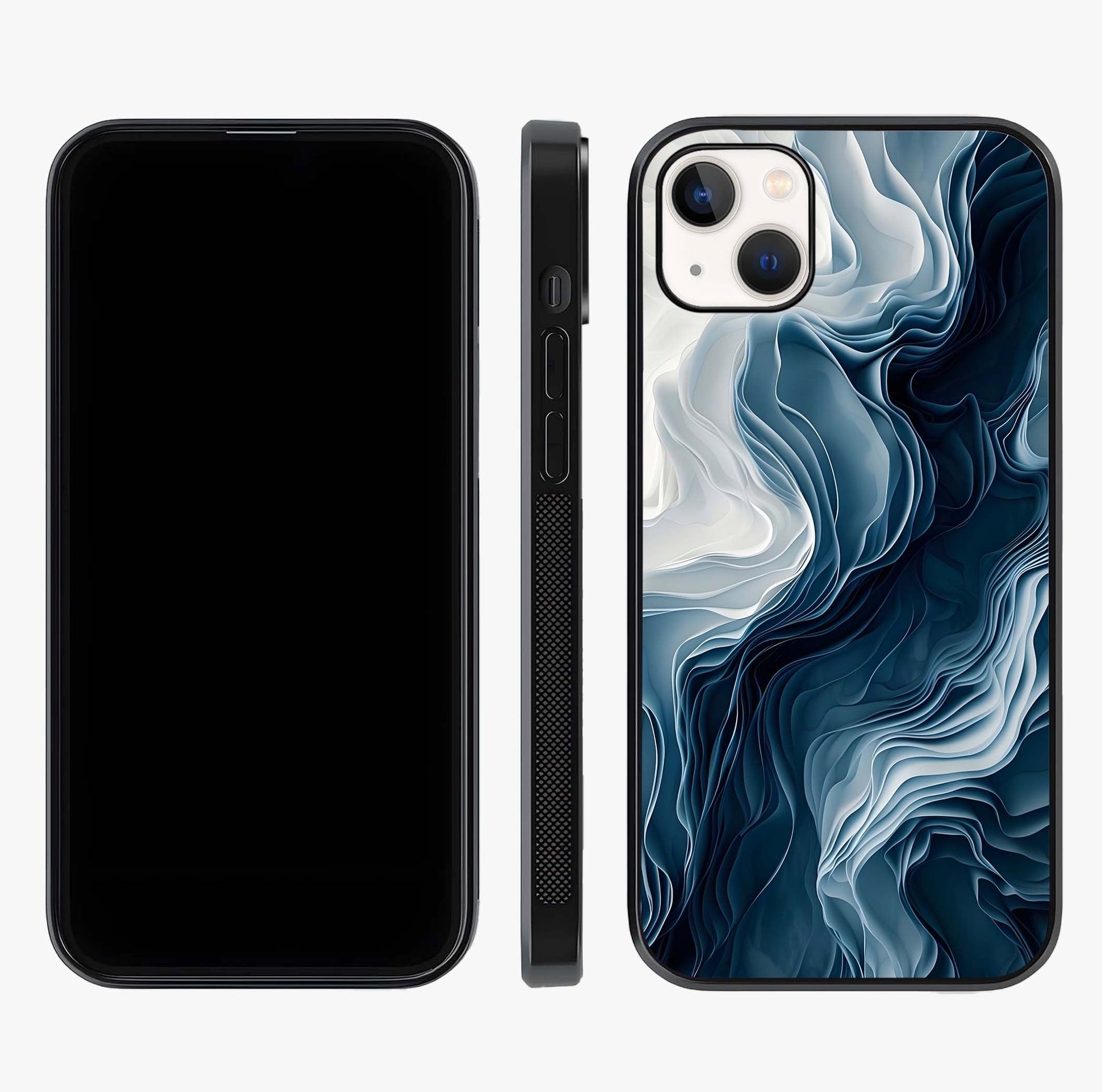 Ethereal Paper Marble Glass Case displayed upright for full design visibility and premium finish.