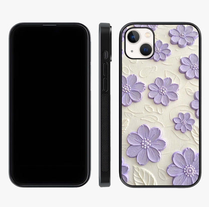 Floral Wall Art With Purple Flowers Glass Case displayed upright for full design visibility and premium finish.
