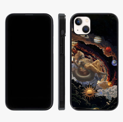 Galactic Divine God Glass Case displayed upright for full design visibility and premium finish.