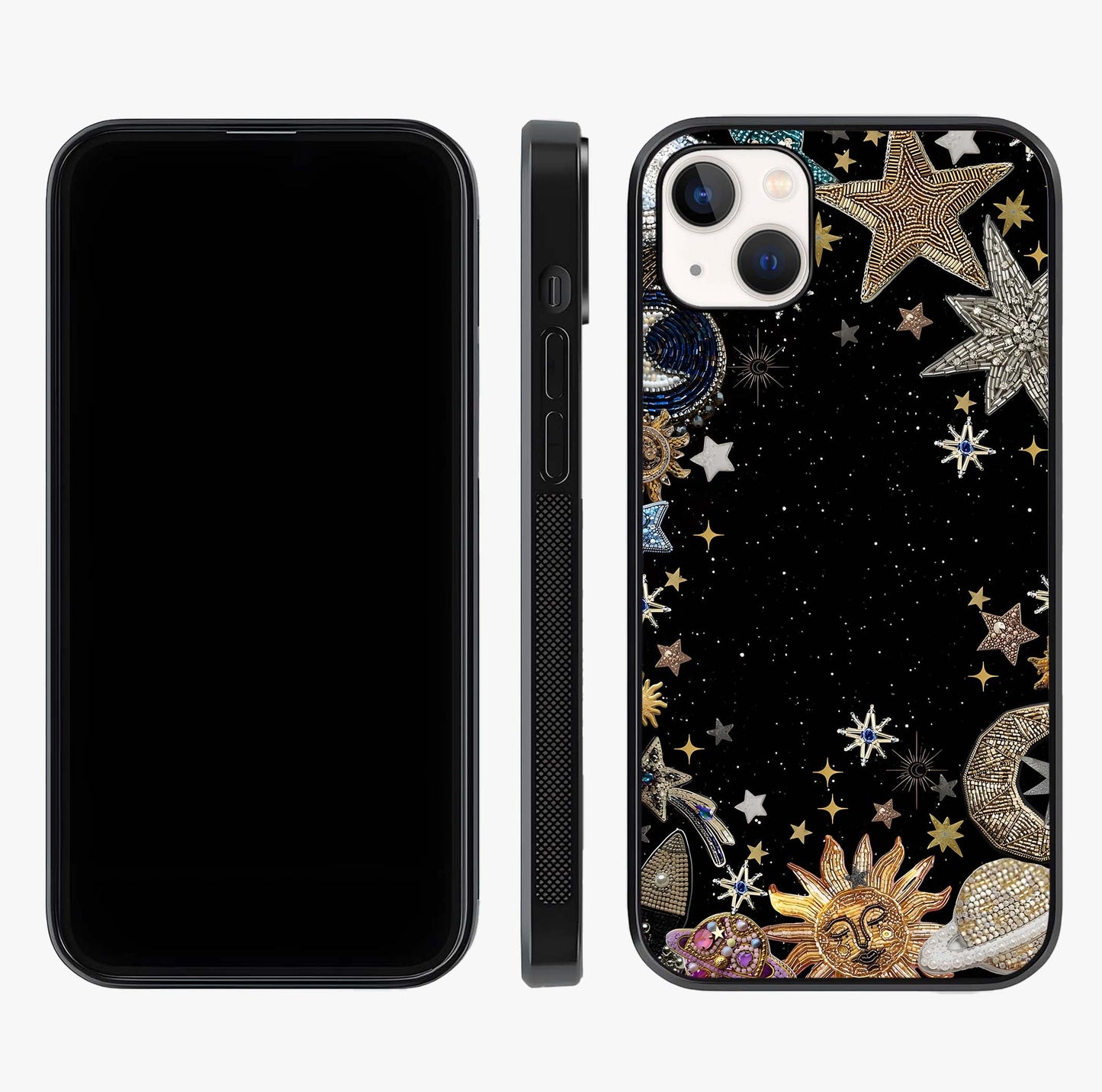 Galactic Jewel Stars Glass Case displayed upright for full design visibility and premium finish.
