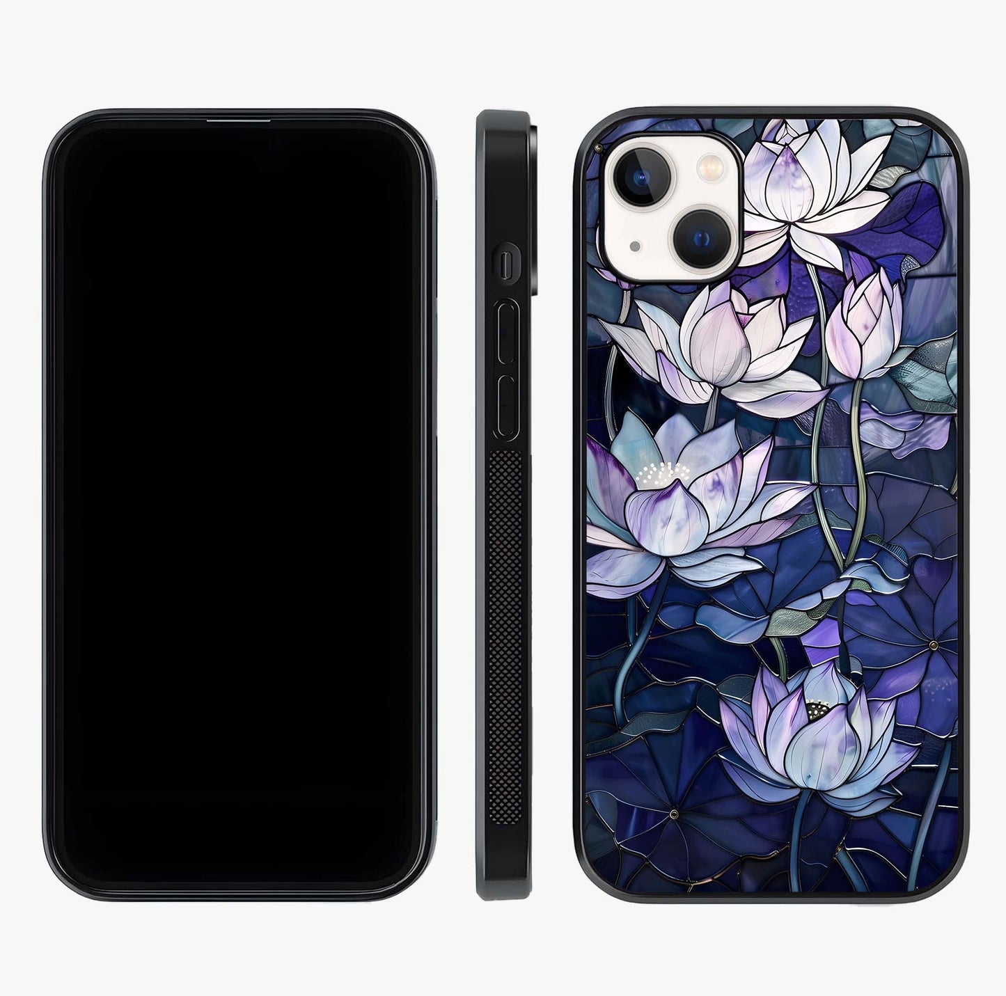 Gloss Petal Rush Glass Case displayed upright for full design visibility and premium finish.
