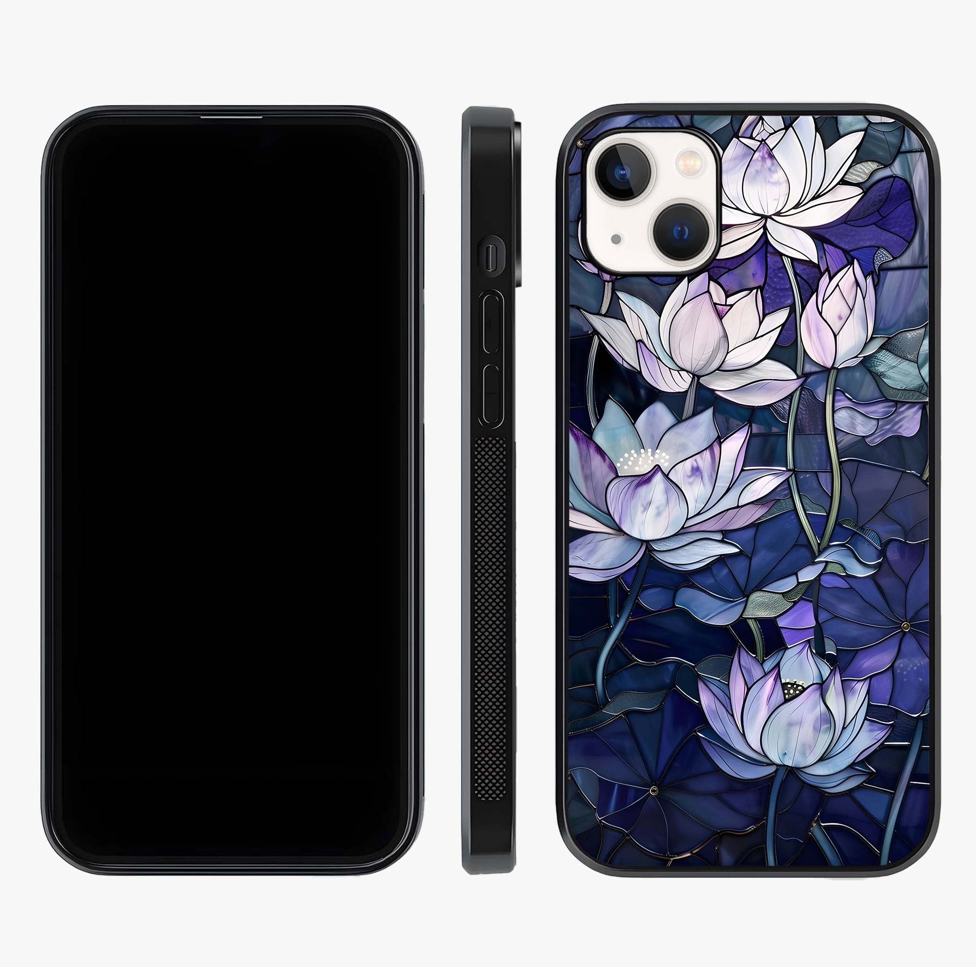 Gloss Petal Rush Glass Case displayed upright for full design visibility and premium finish.