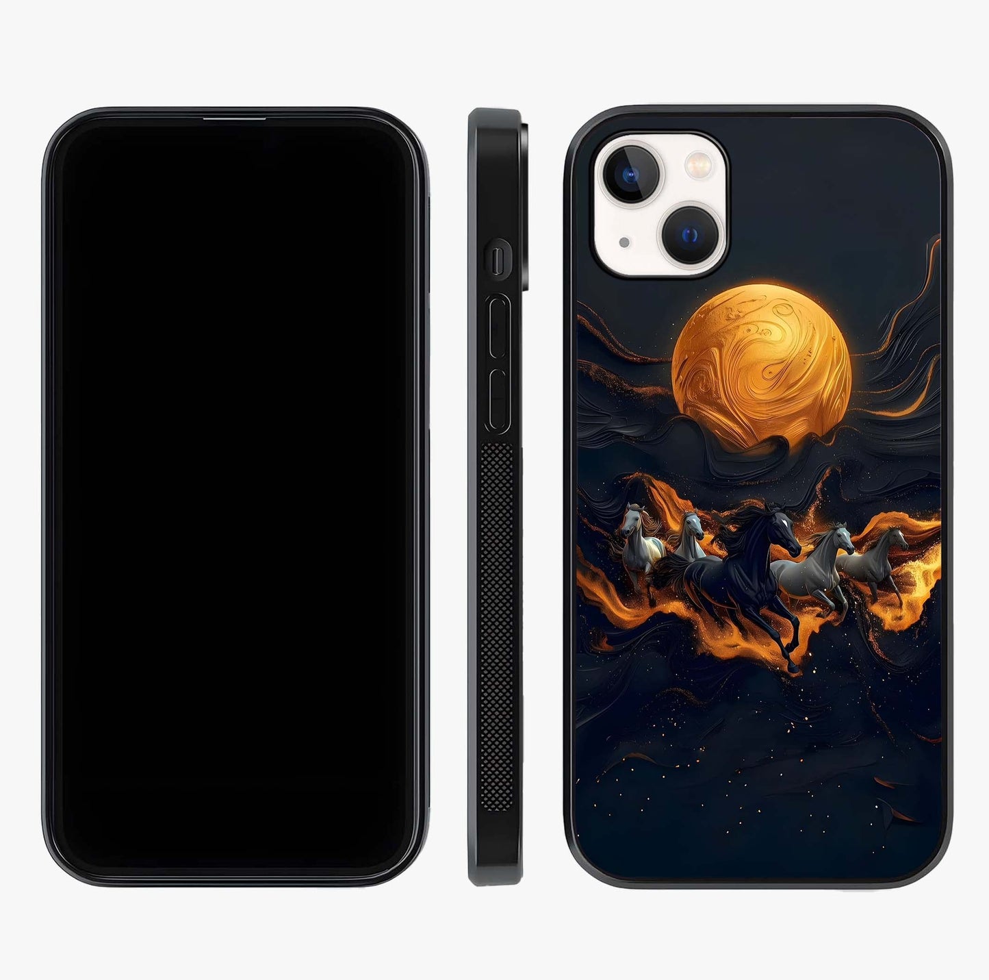 Golden Stallion Moonride Glass Case displayed upright for full design visibility and premium finish.