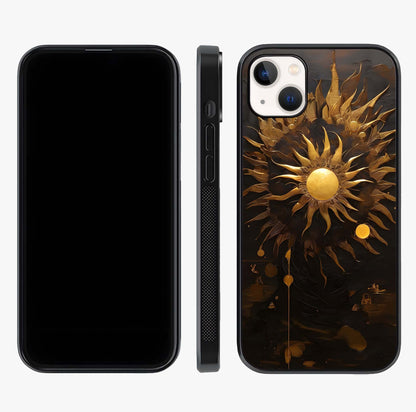 Golden Sun Majesty Glass Case displayed upright for full design visibility and premium finish.