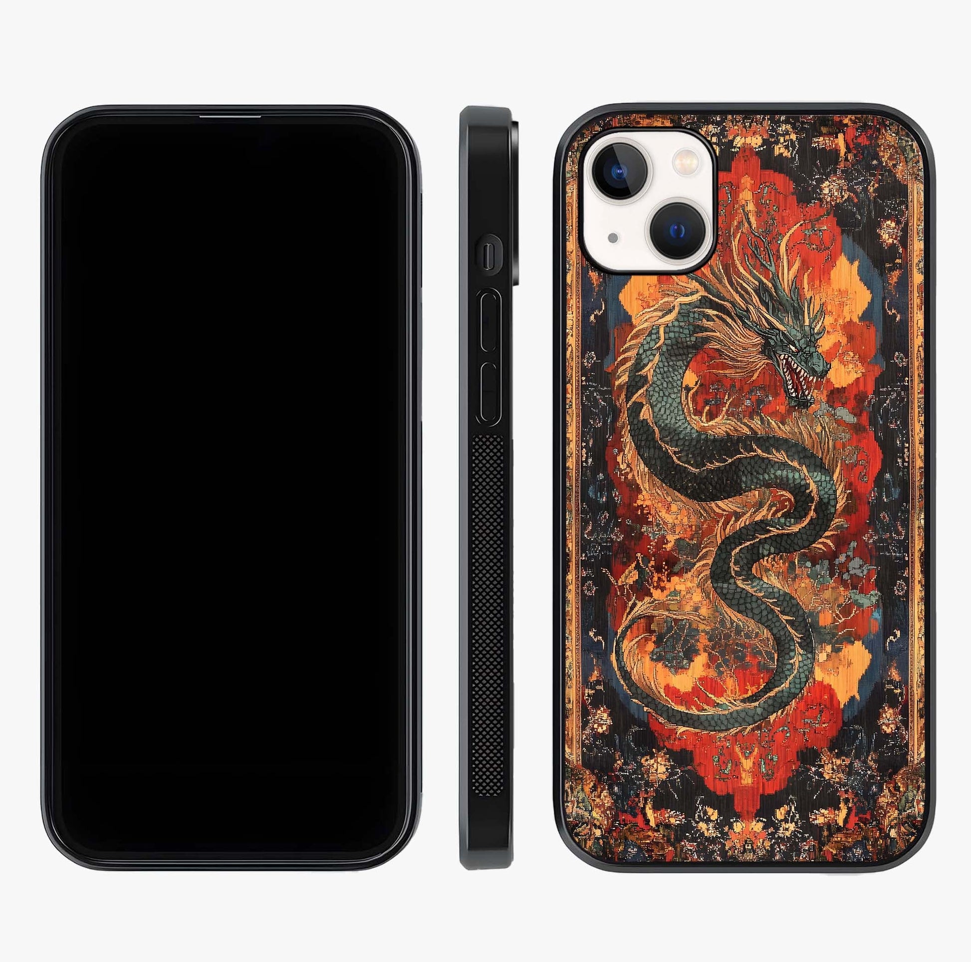 Inferno Dragon Soul Glass Case displayed upright for full design visibility and premium finish.