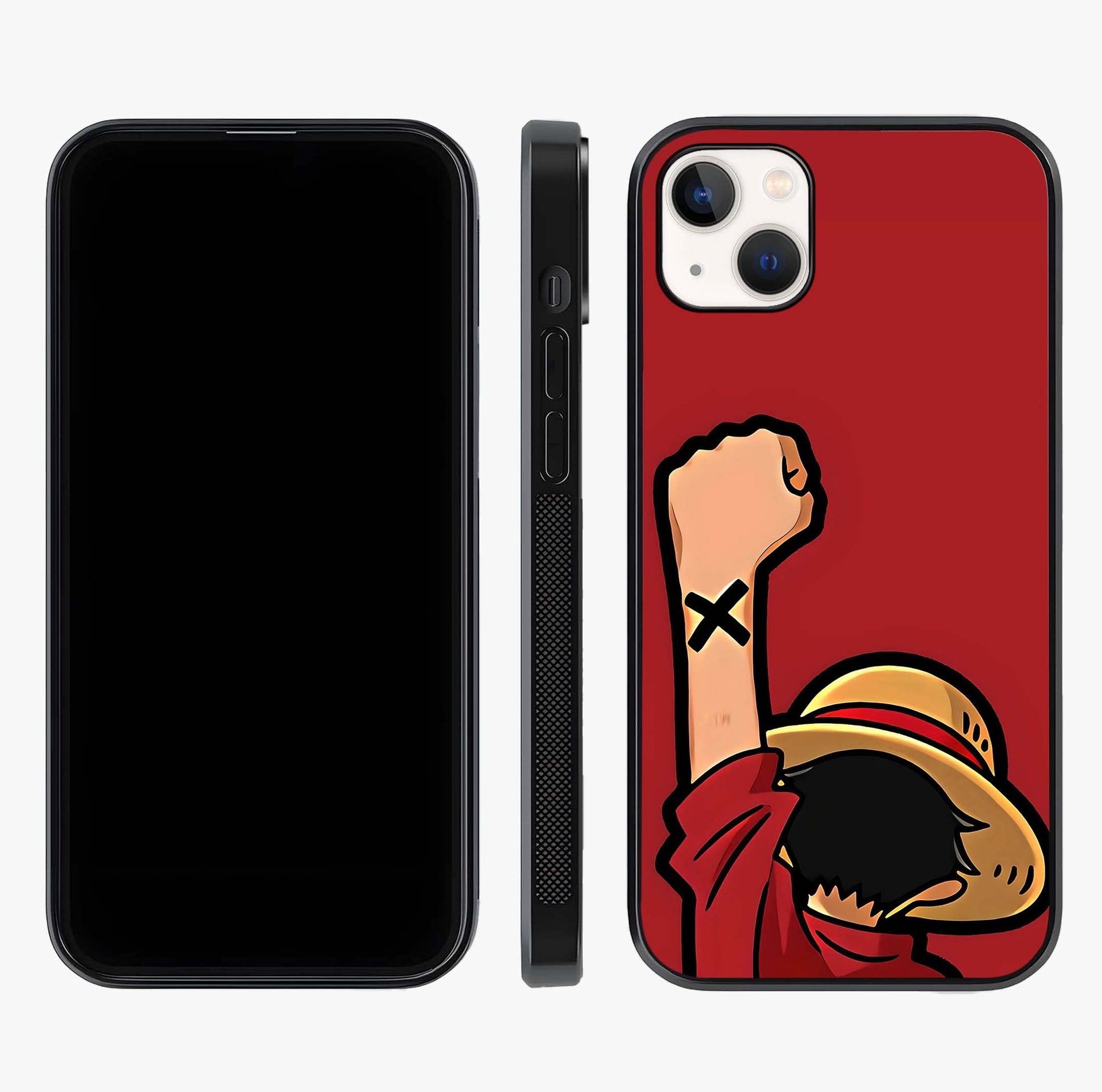 Luffy X Spirit Glass Case displayed upright for full design visibility and premium finish.
