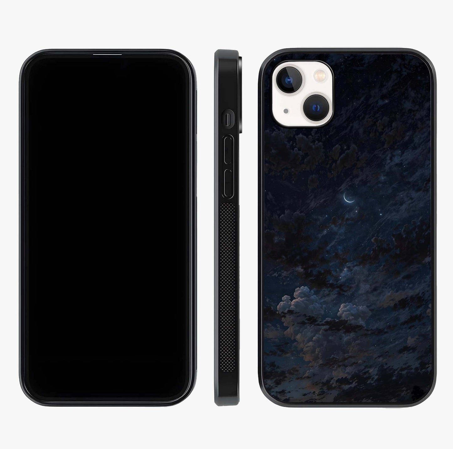 Lunar Veil Silence Glass Case displayed upright for full design visibility and premium finish.