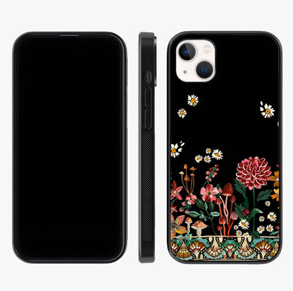 Midnight Bloom Pattern Glass Case displayed upright for full design visibility and premium finish.