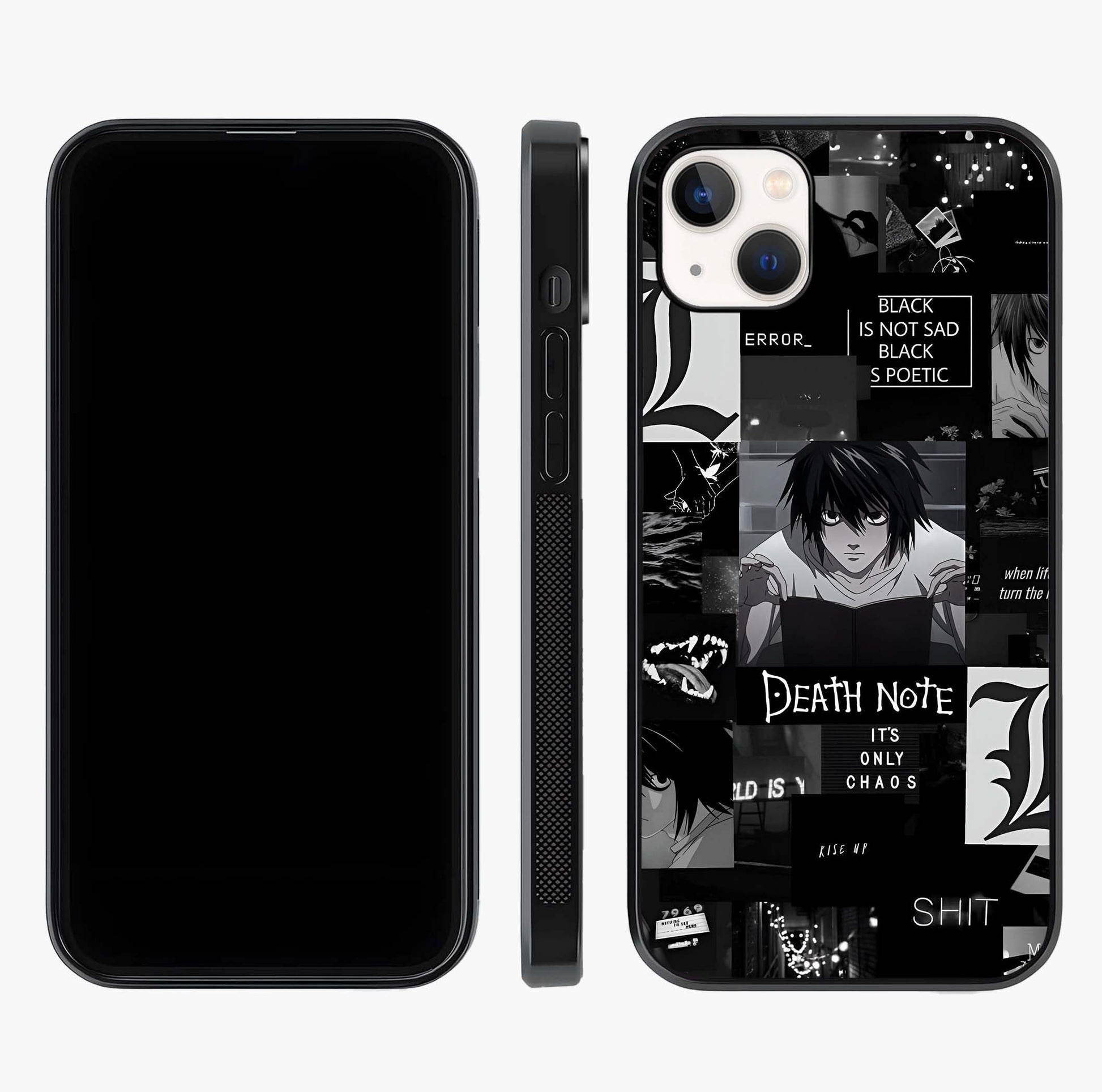 Midnight Chaos Mind Glass Case displayed upright for full design visibility and premium finish.
