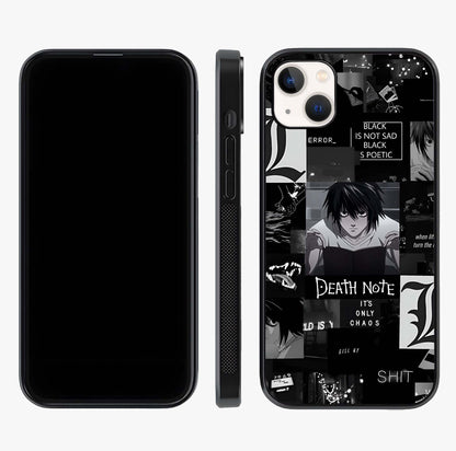 Midnight Chaos Mind Glass Case displayed upright for full design visibility and premium finish.