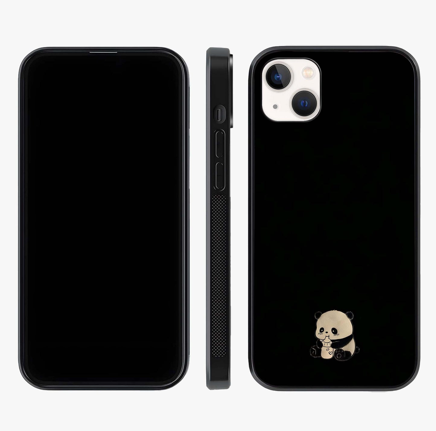 Midnight Panda Love Glass Case displayed upright for full design visibility and premium finish.
