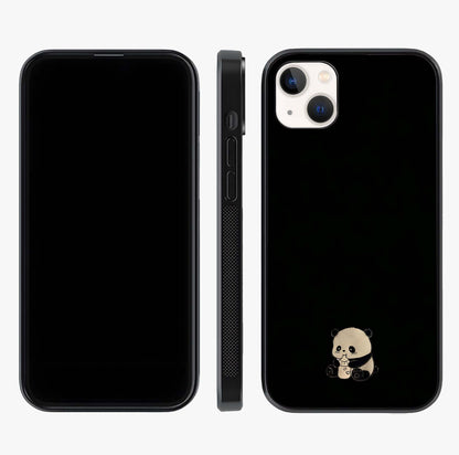 Midnight Panda Love Glass Case displayed upright for full design visibility and premium finish.