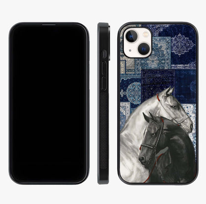 Midnight Stallion Blues Glass Case displayed upright for full design visibility and premium finish.