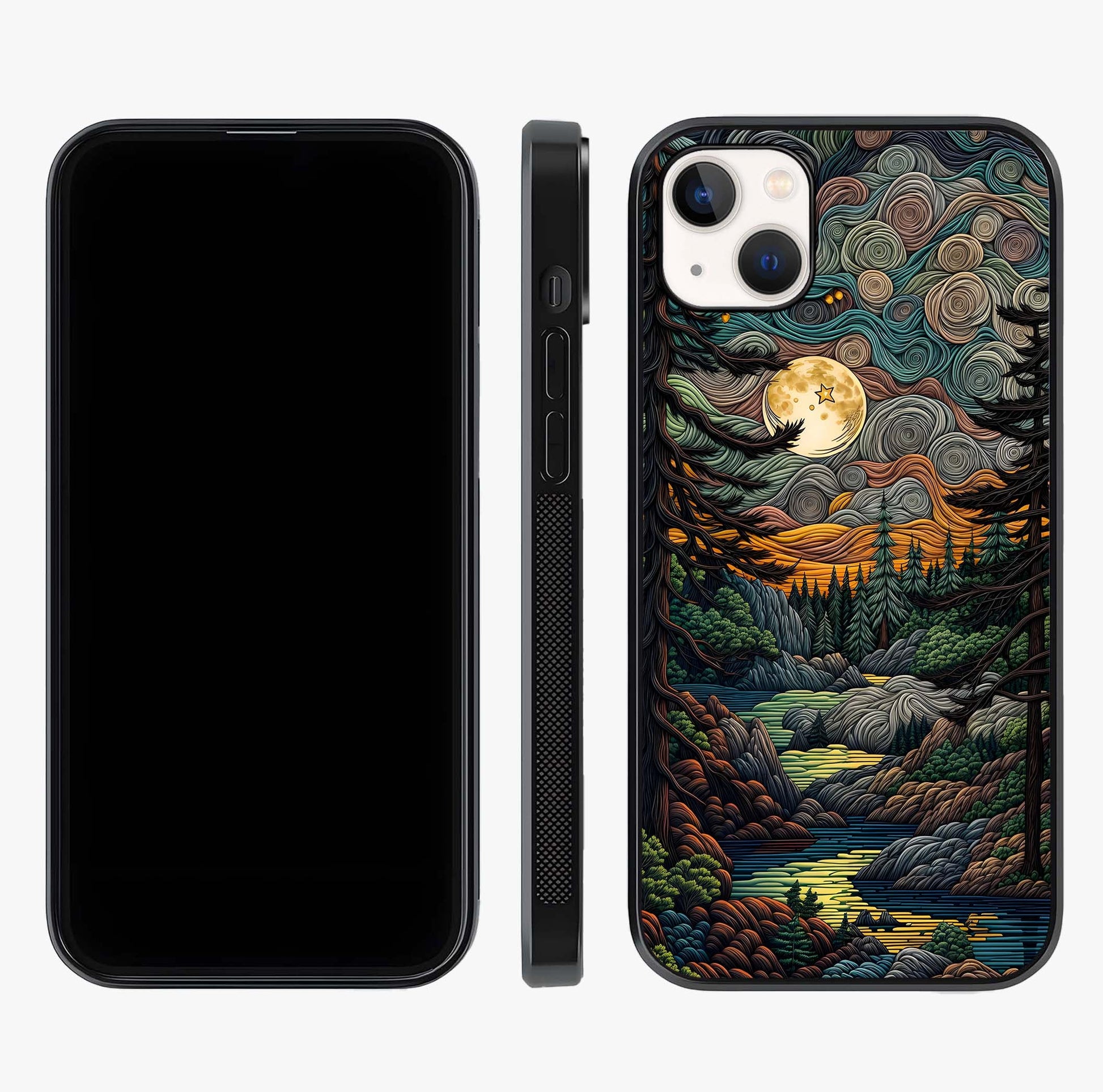 Moonlight Forest Dream Glass Case displayed upright for full design visibility and premium finish.