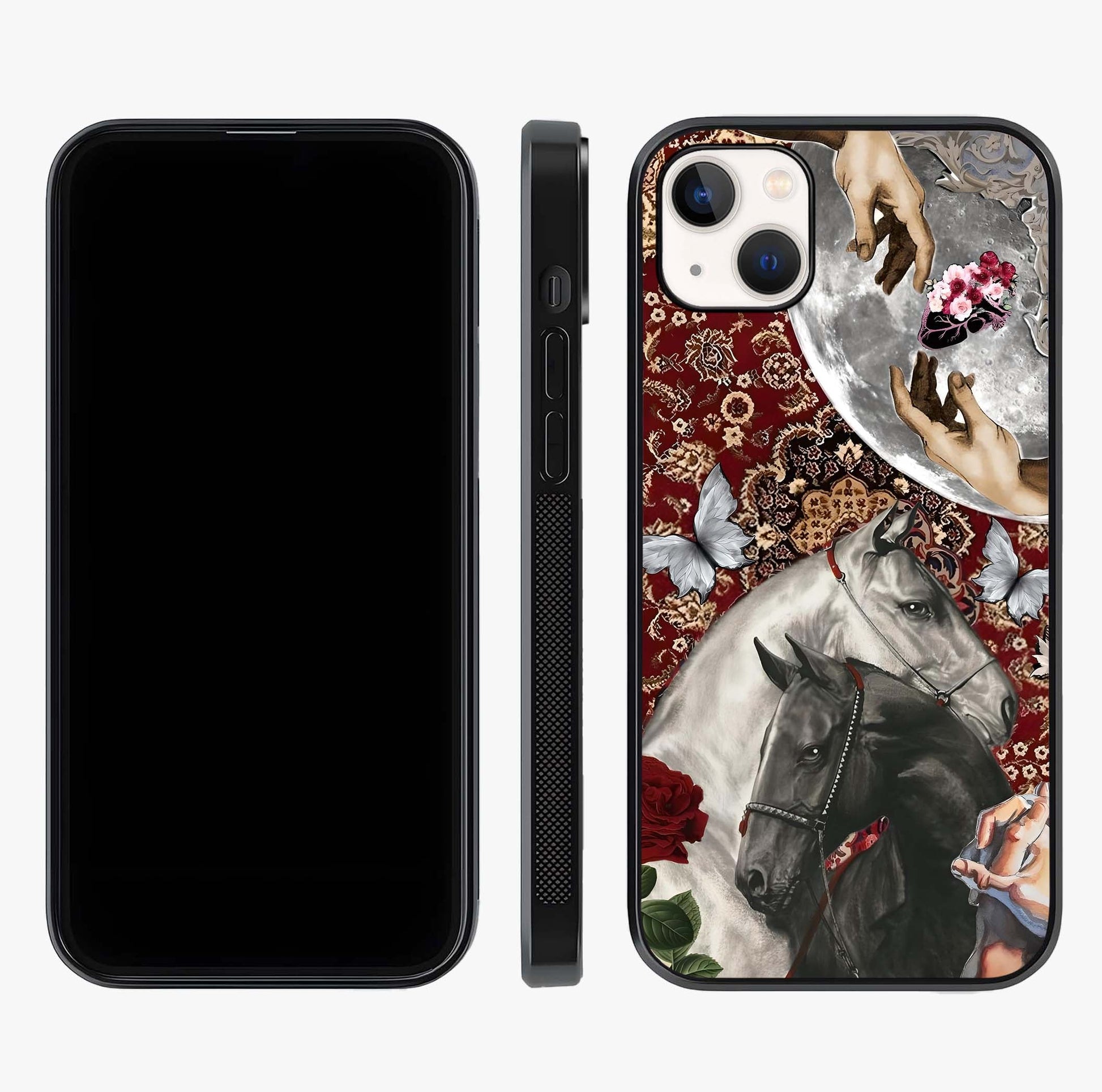 Moonlit Royal Stallion Glass Case displayed upright for full design visibility and premium finish.