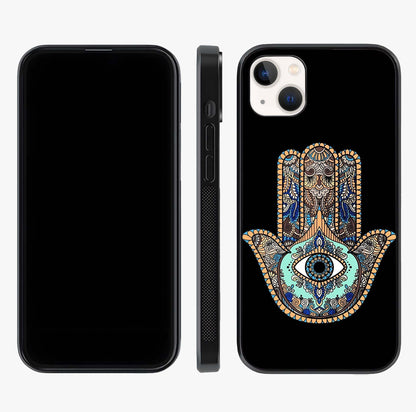 Mystic Hamsa Eye Glass Case displayed upright for full design visibility and premium finish.