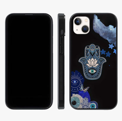 Mystic Hand Aura Glass Case displayed upright for full design visibility and premium finish.