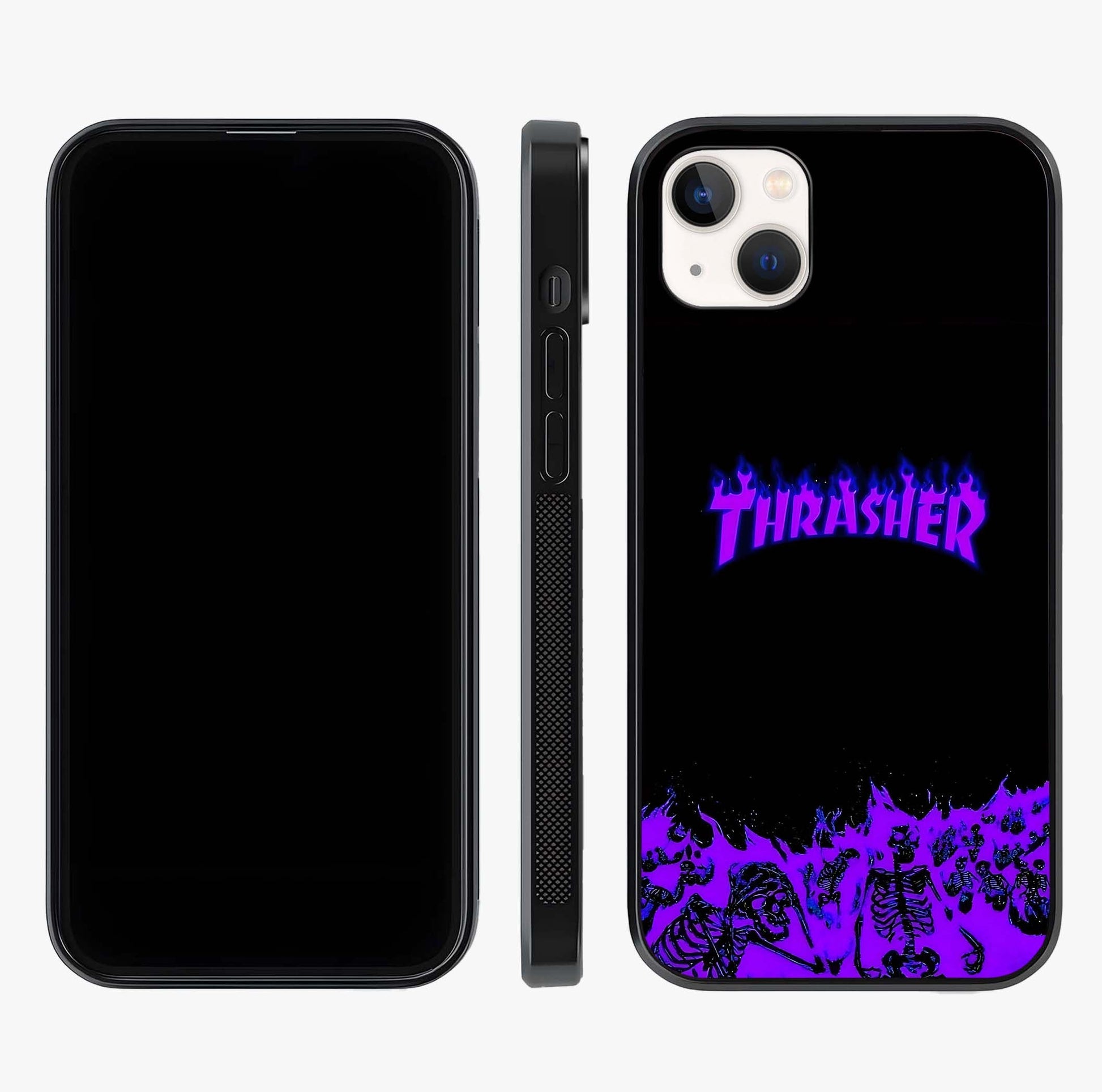 Neon Flame Riot Glass Case displayed upright for full design visibility and premium finish.