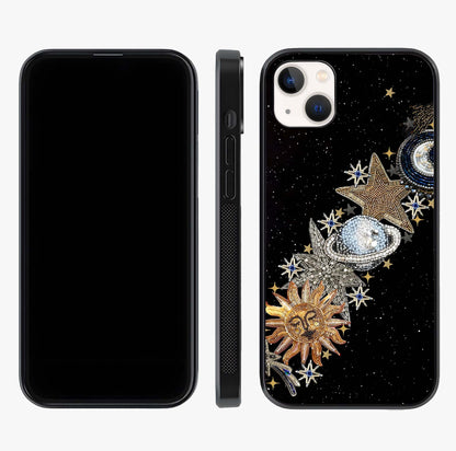 Pearls Universe Object Glass Case displayed upright for full design visibility and premium finish.