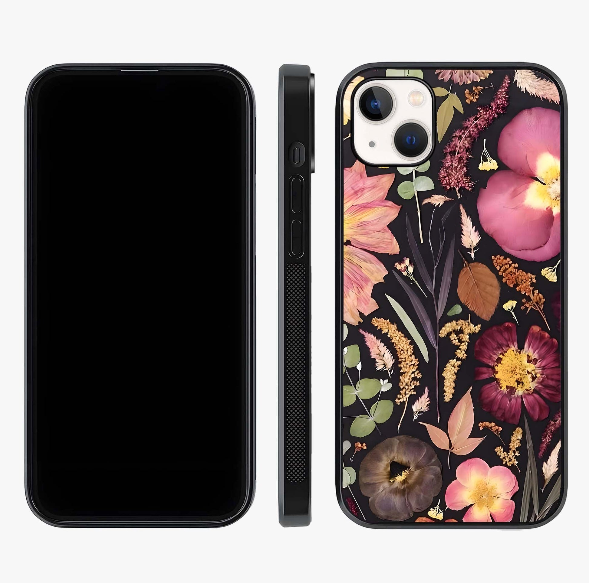 Petal Dream Tapestry Glass Case displayed upright for full design visibility and premium finish.