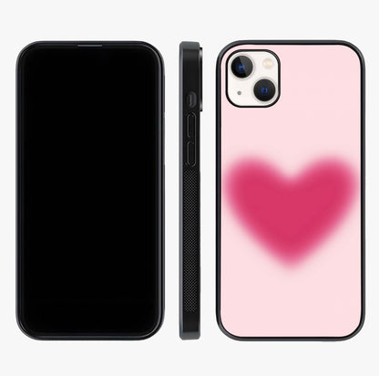 Pink Aura Heart Glass Case displayed upright for full design visibility and premium finish.