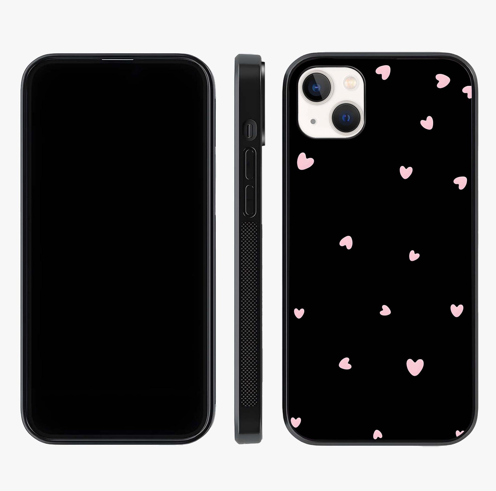Pink Love Drops Glass Case displayed upright for full design visibility and premium finish.