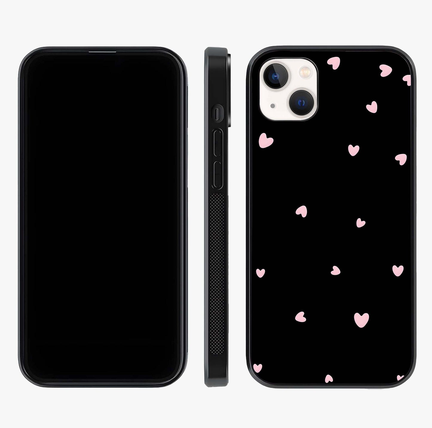 Pink Love Drops Glass Case displayed upright for full design visibility and premium finish.