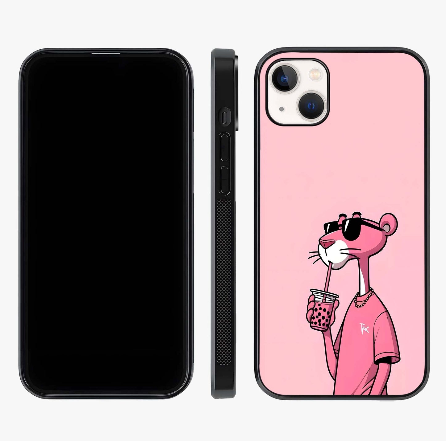 Pink Panther Glass Case displayed upright for full design visibility and premium finish.