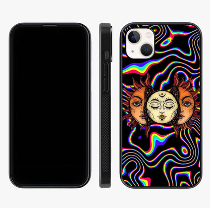 Psychedelic Sun Glass Case displayed upright for full design visibility and premium finish.