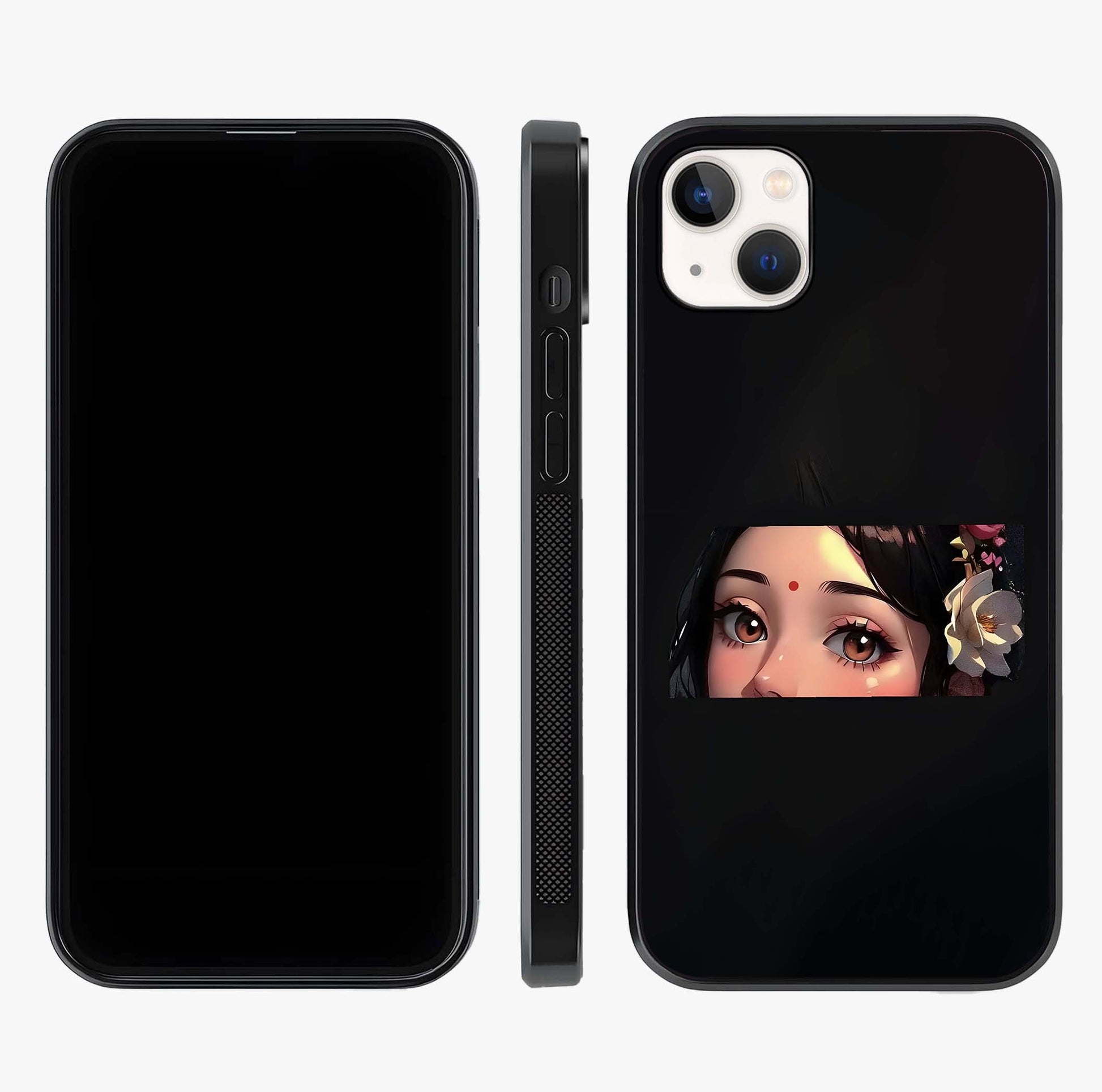 Radha Divine Embrace Glass Case displayed upright for full design visibility and premium finish.