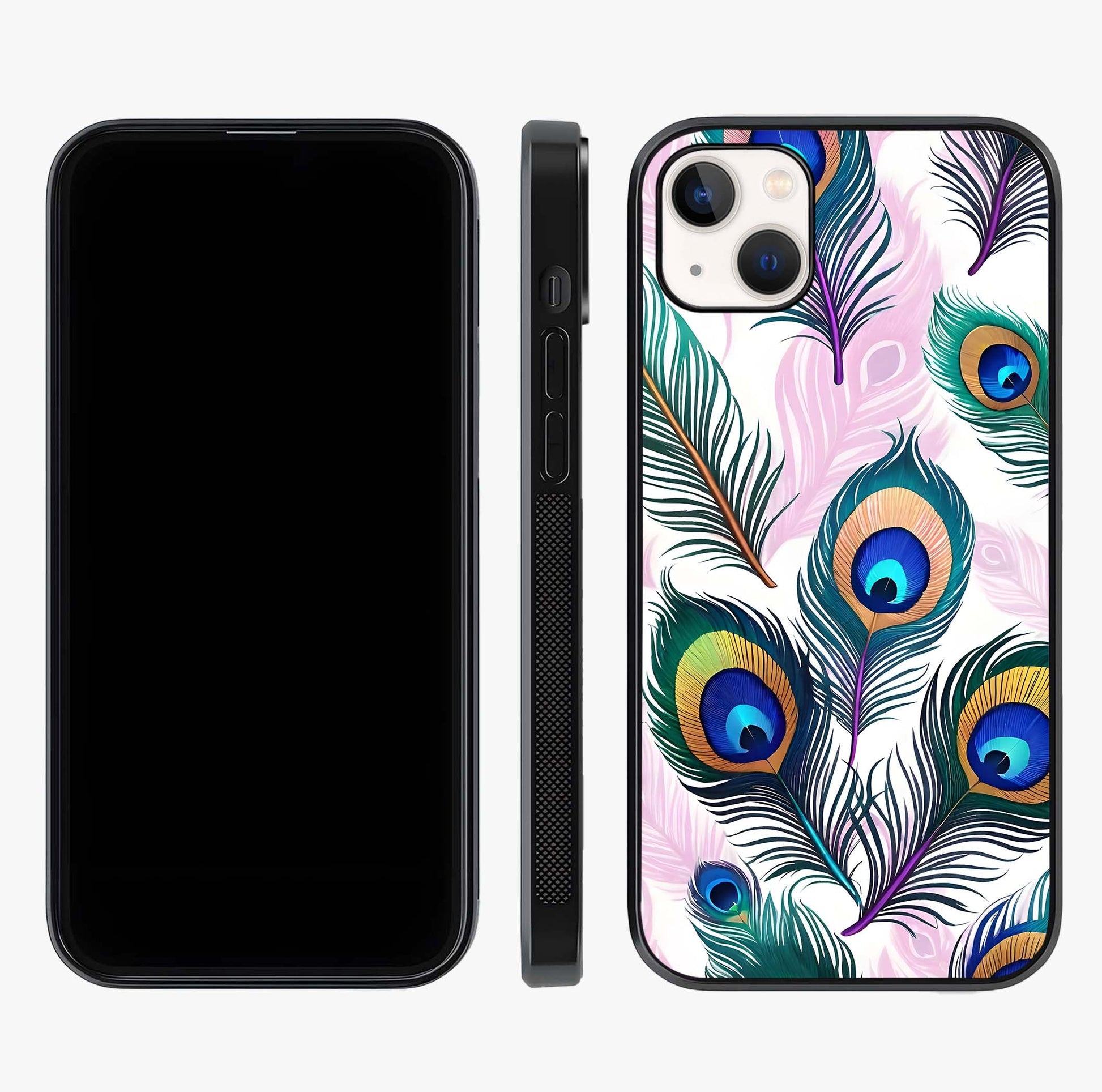 Royal Peacock Feathers Glass Case displayed upright for full design visibility and premium finish.