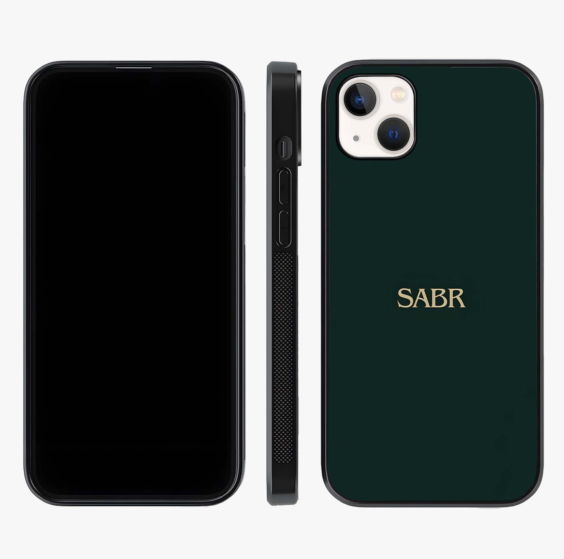 Sabr Minimal Patience Glass Case displayed upright for full design visibility and premium finish.