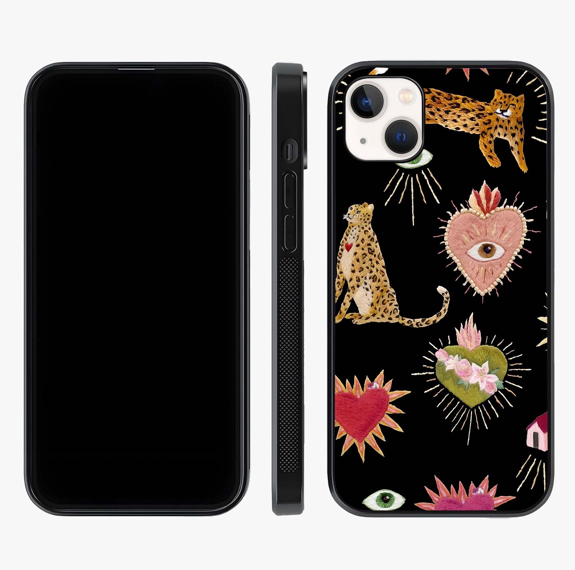 Sacred Jungle Heart Glass Case displayed upright for full design visibility and premium finish.