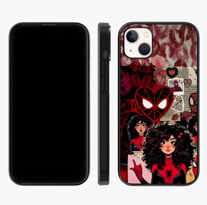 Spider Love Story Glass Case displayed upright for full design visibility and premium finish.