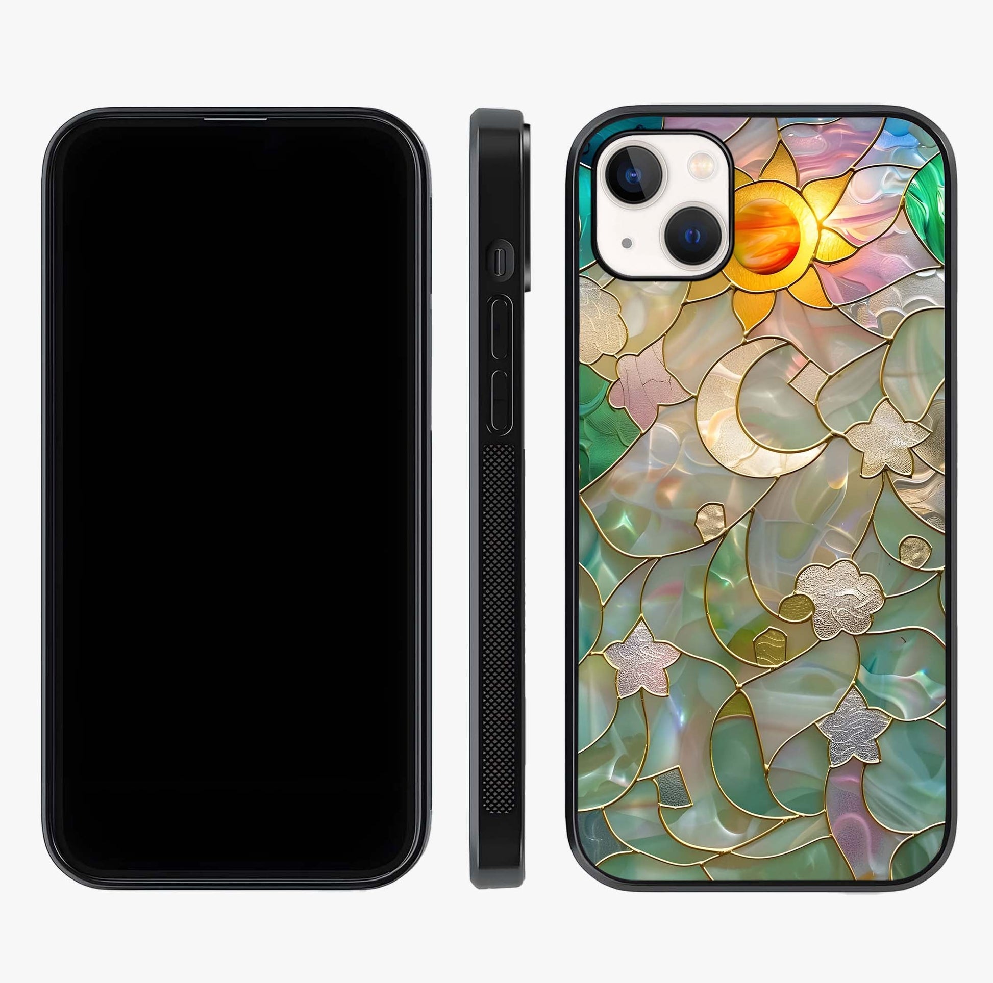 Stained Sunrise Glow Glass Case displayed upright for full design visibility and premium finish.