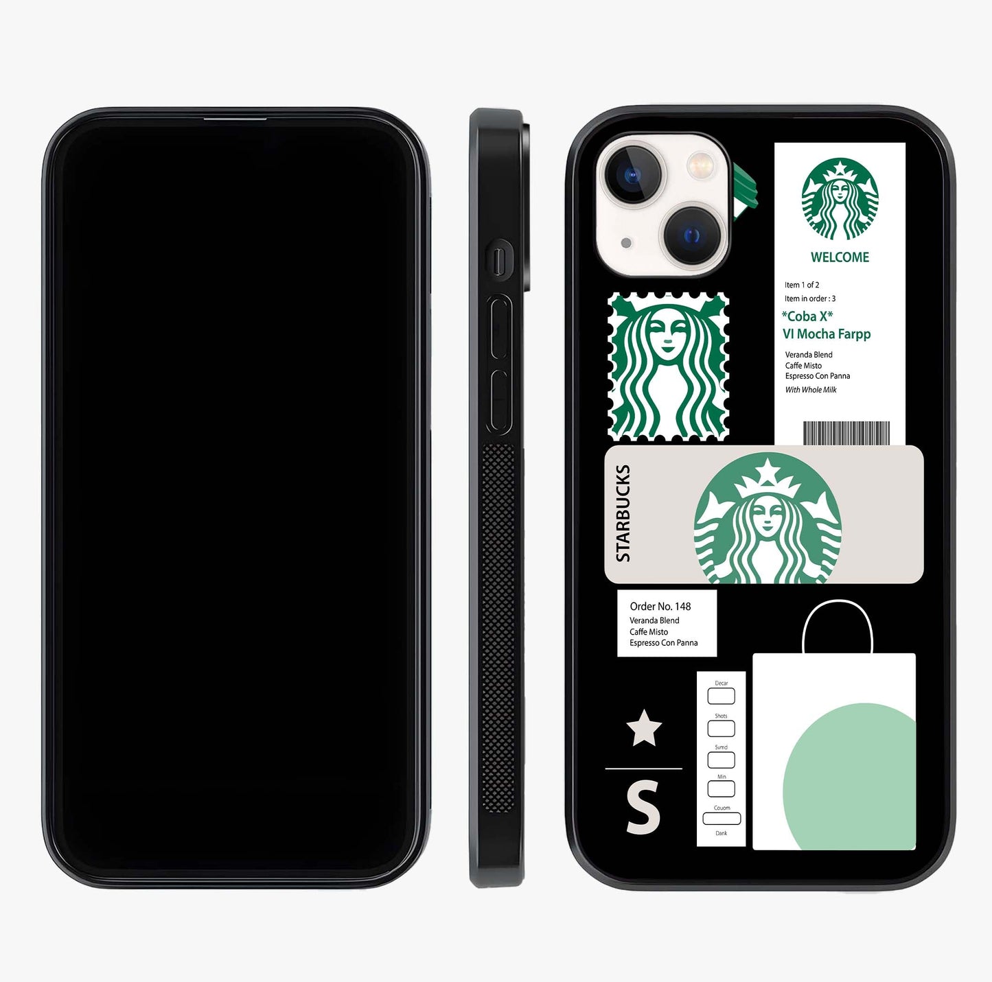 Starbucks Mocha Glass Case displayed upright for full design visibility and premium finish.