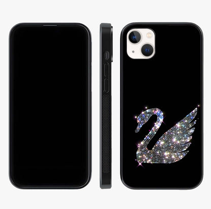 Starlit Swan Grace Glass Case displayed upright for full design visibility and premium finish.