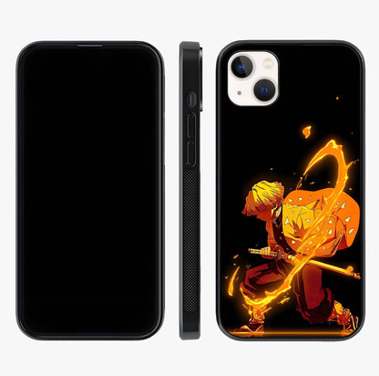Thunder Flame Execution Glass Case displayed upright for full design visibility and premium finish.