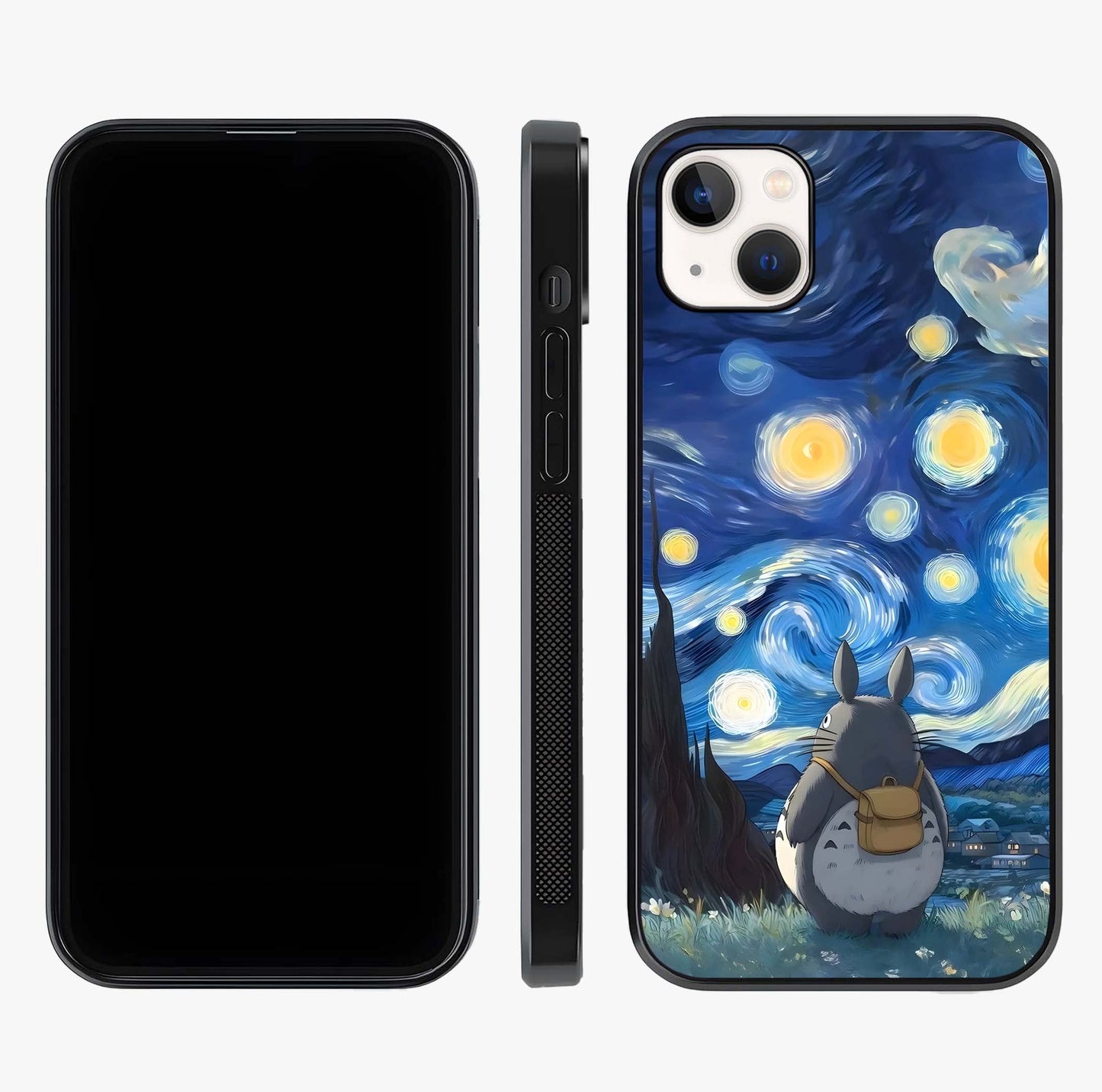 Totoro In Van Gogh Art Glass Case displayed upright for full design visibility and premium finish.