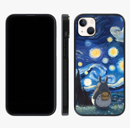 Totoro In Van Gogh Art Glass Case displayed upright for full design visibility and premium finish.