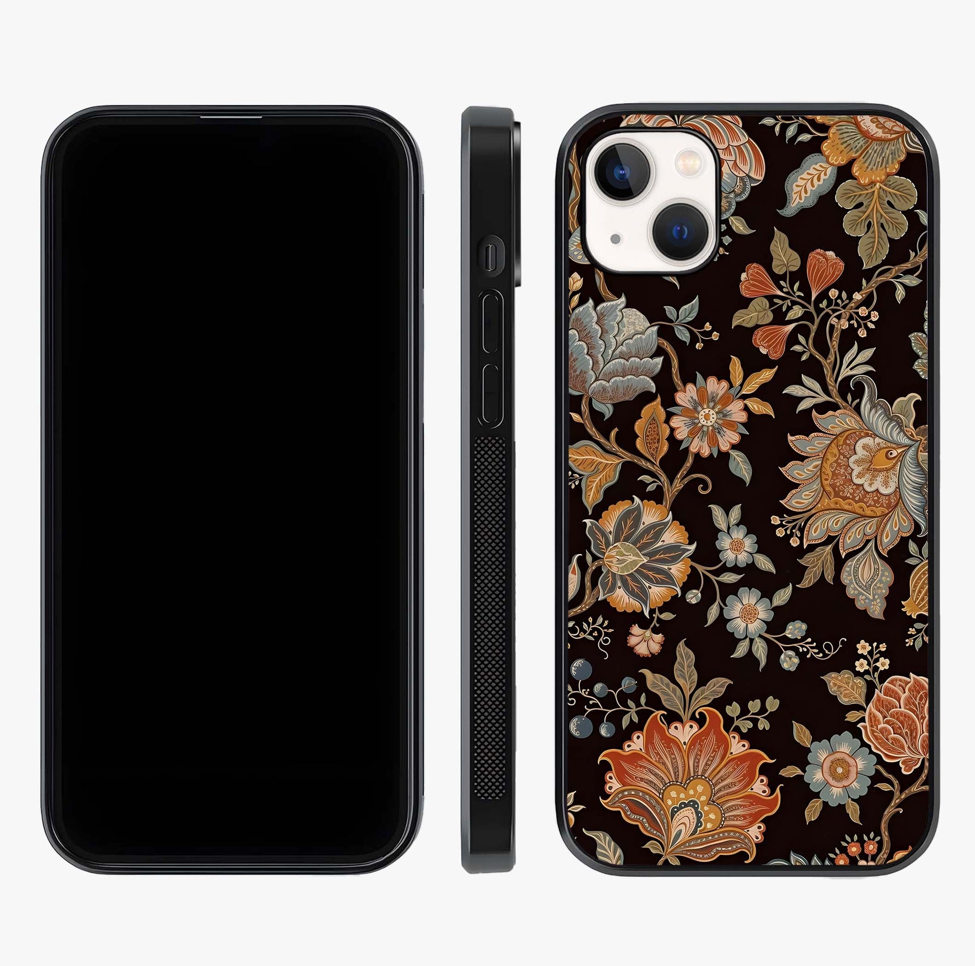 Vintage Floral Dream Glass Case displayed upright for full design visibility and premium finish.