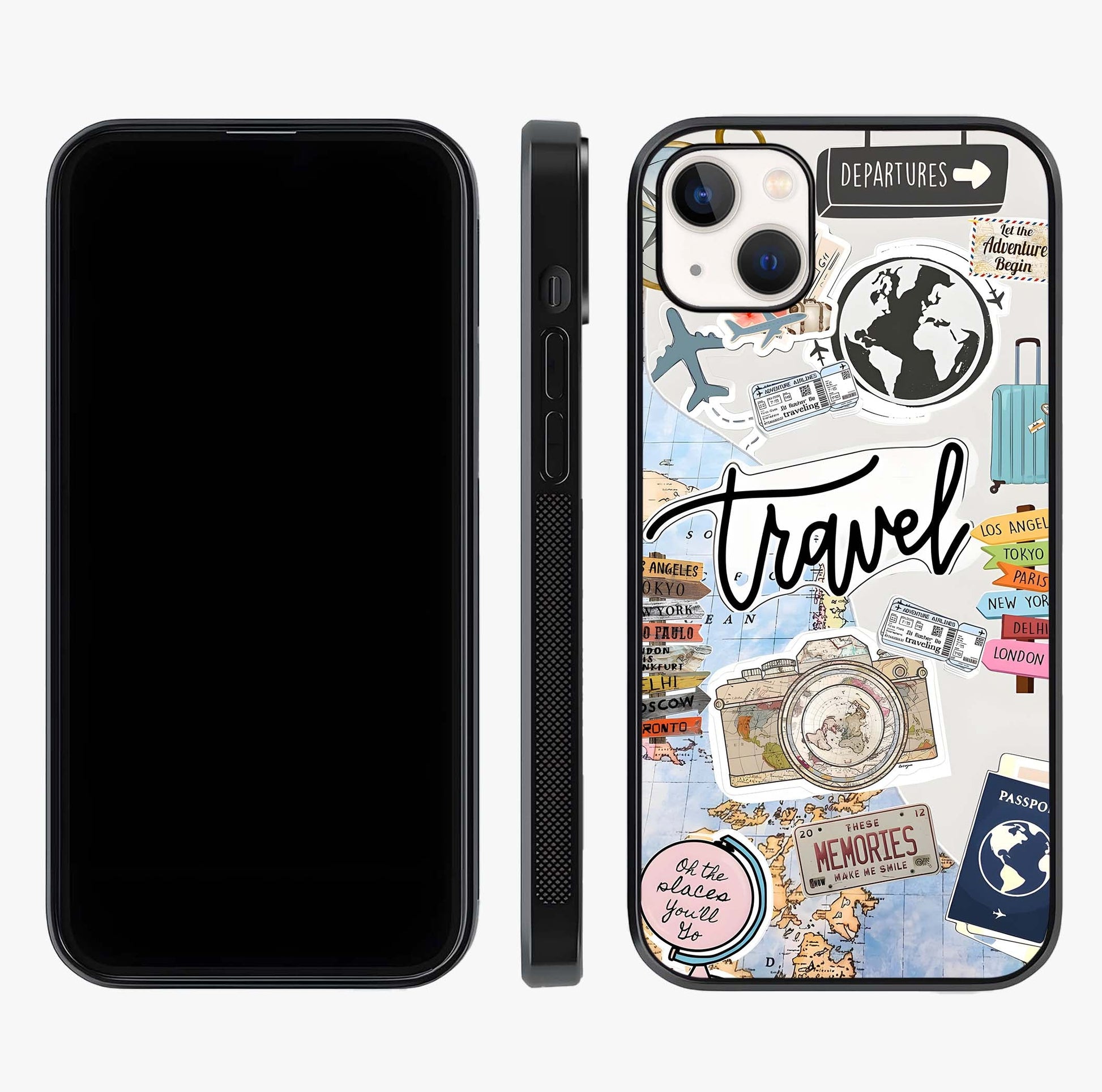 Wanderlust Journal Glass Case displayed upright for full design visibility and premium finish.