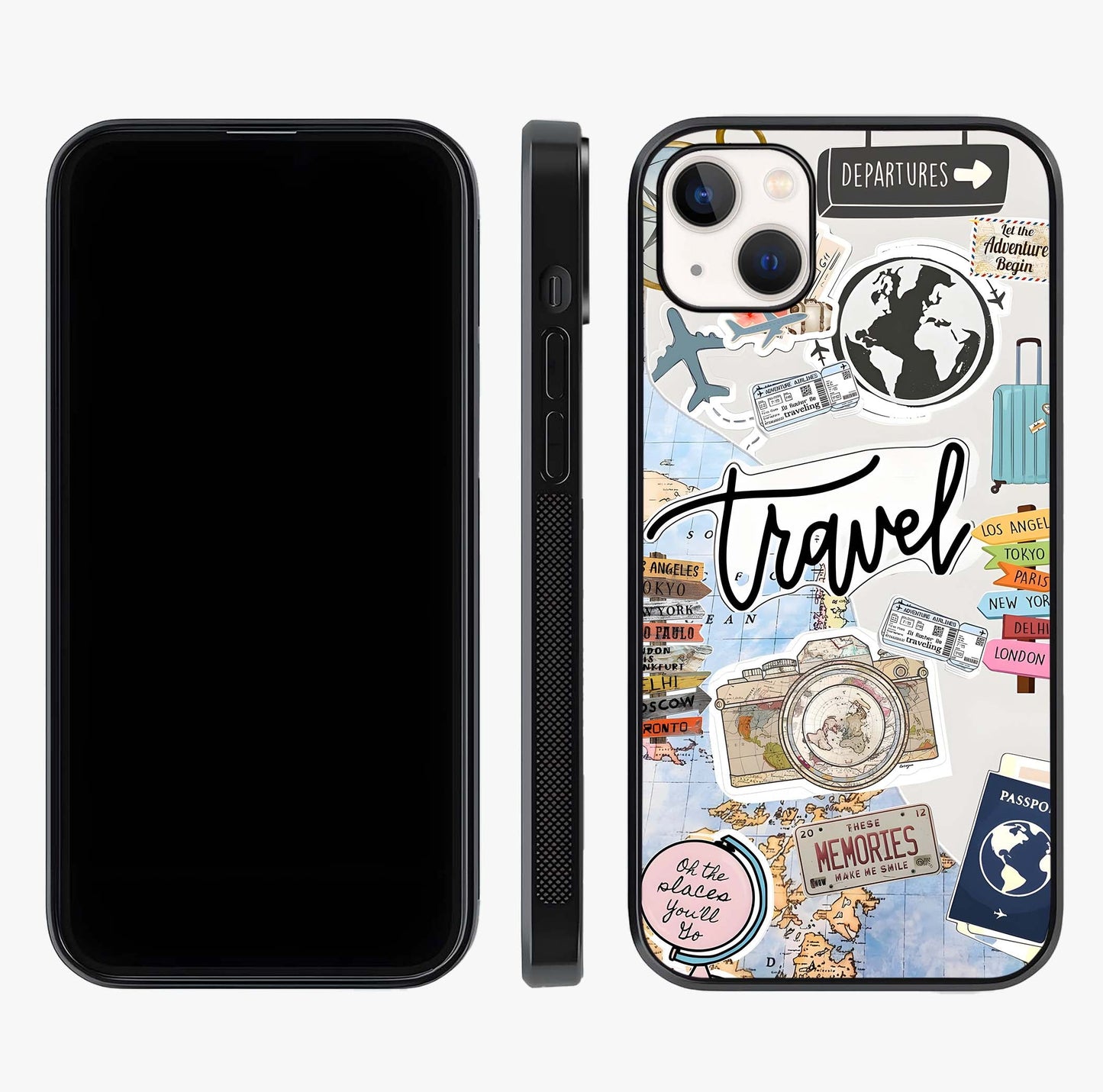 Wanderlust Journal Glass Case displayed upright for full design visibility and premium finish.