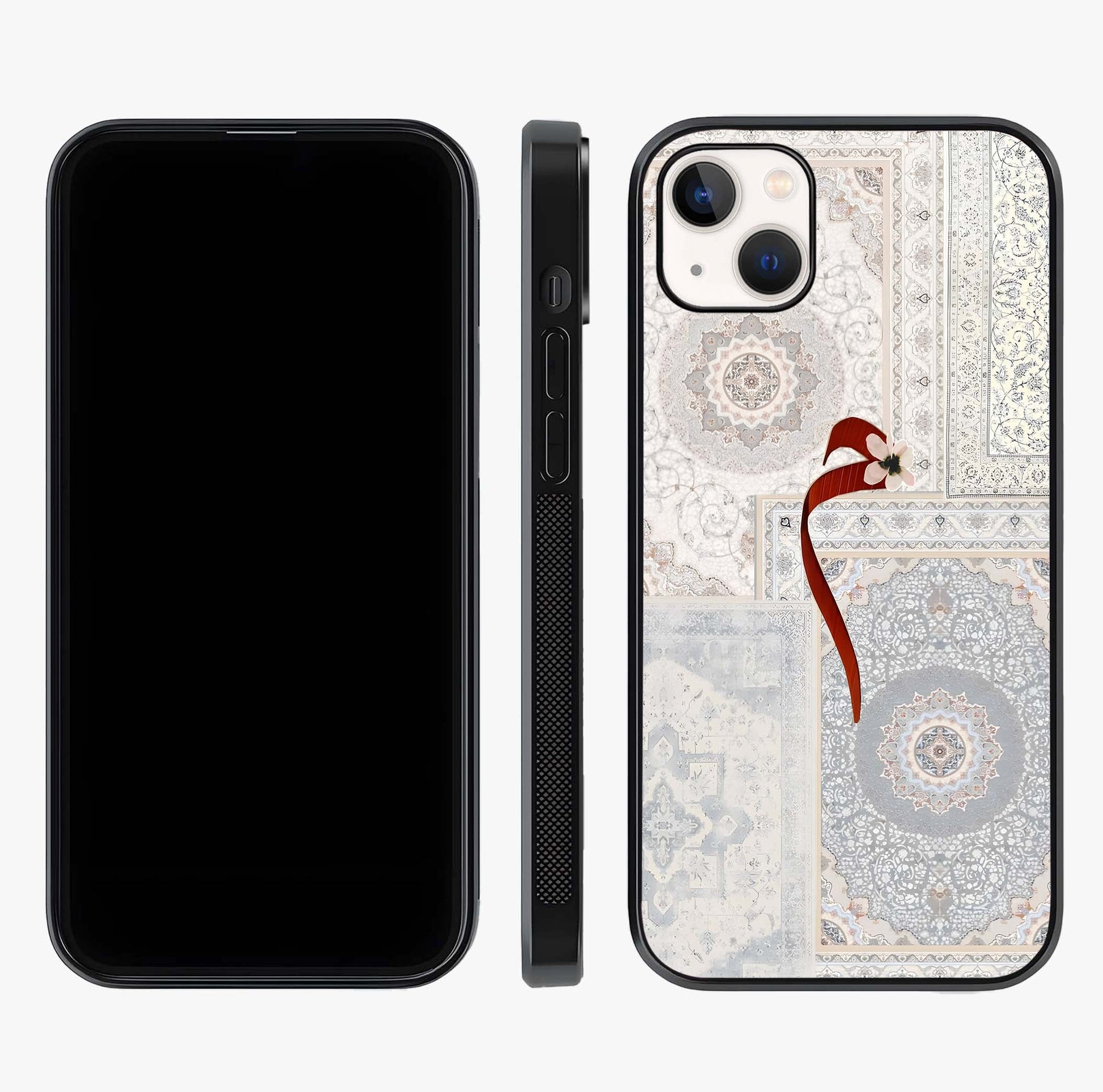 White Aesthetic Bow Glass Case displayed upright for full design visibility and premium finish.