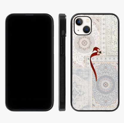 White Aesthetic Bow Glass Case displayed upright for full design visibility and premium finish.