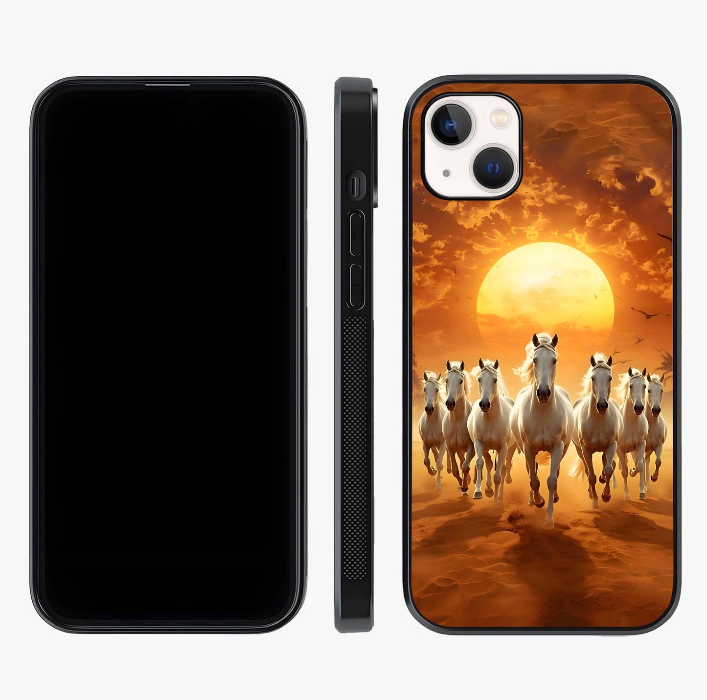Wild Sunset Majesty Glass Case displayed upright for full design visibility and premium finish.