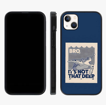 Worry Less Swim Glass Case displayed upright for full design visibility and premium finish.